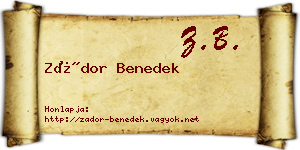 Zádor Benedek névjegykártya
