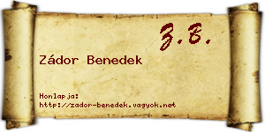 Zádor Benedek névjegykártya